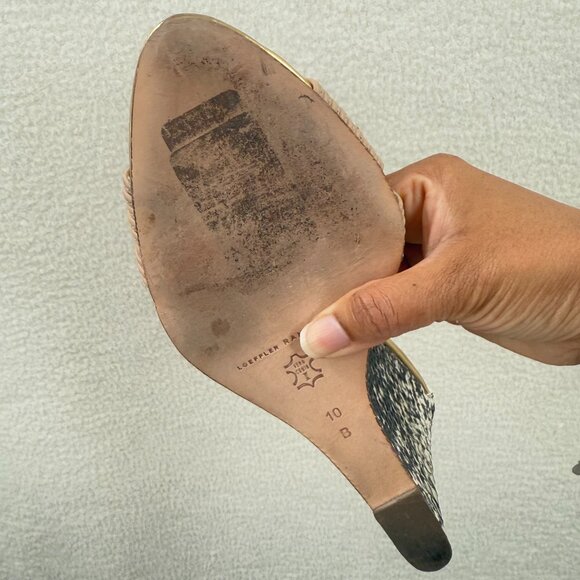 Loeffler Randall Anya Snake print wedge sandals black/ cream/Nude Size 10 - Picture 10 of 10